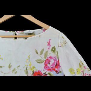 Tahari ASL‎ Floral Blouse ✨NWOT✨ White, Pink, Green 🌸